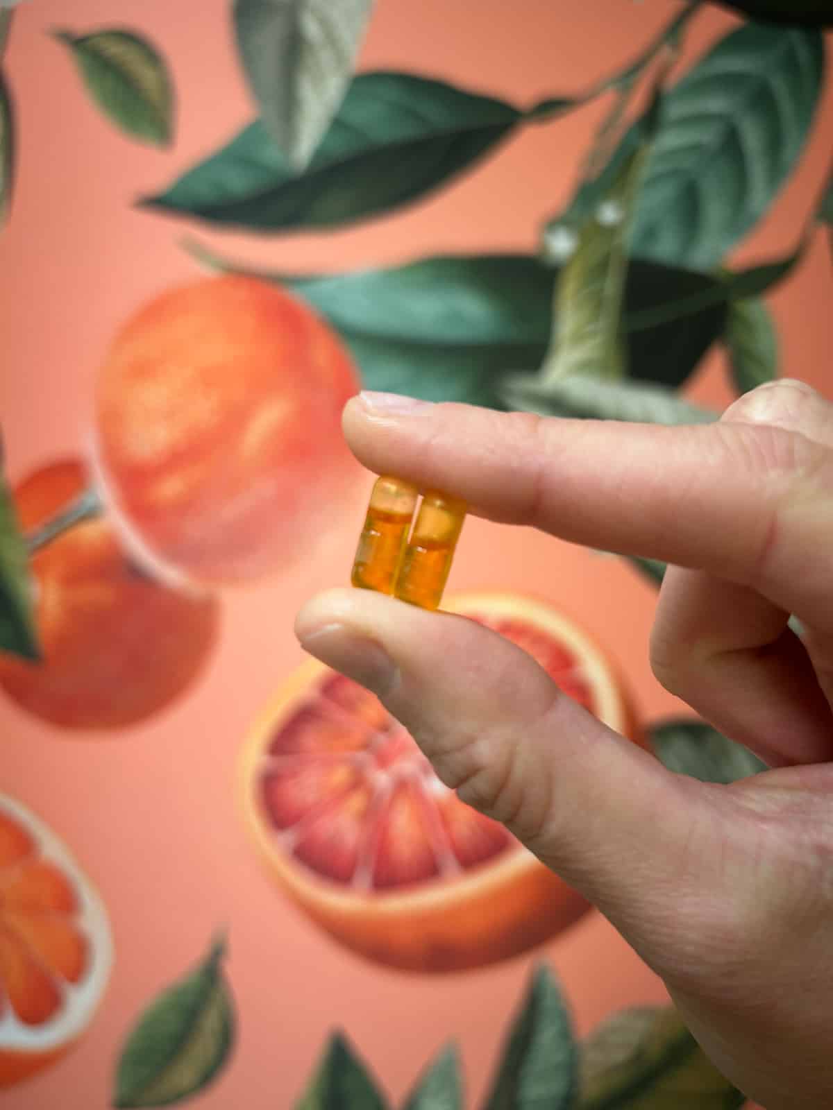 photo of Calocurb pills in front of colorful picture